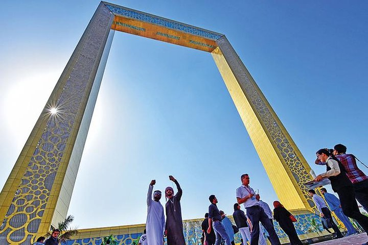 Experience stunning views of Old and New Dubai from the iconic Dubai Frame. Capture unforgettable moments while walking across the Glass Bridge surrounded by incredible skyline vistas.